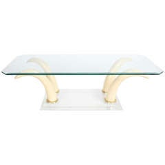 Tusk Cocktail Table with Lucite Base and Glass Top 4