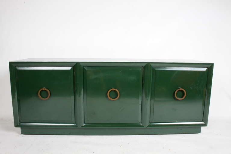 Mid-20th Century T.H. Robsjohn-Gibbings for Widdicomb green lacquered sideboard