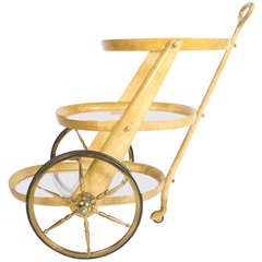 Aldo Tura Bar or Serving Cart in Lacquered Goatskin 8