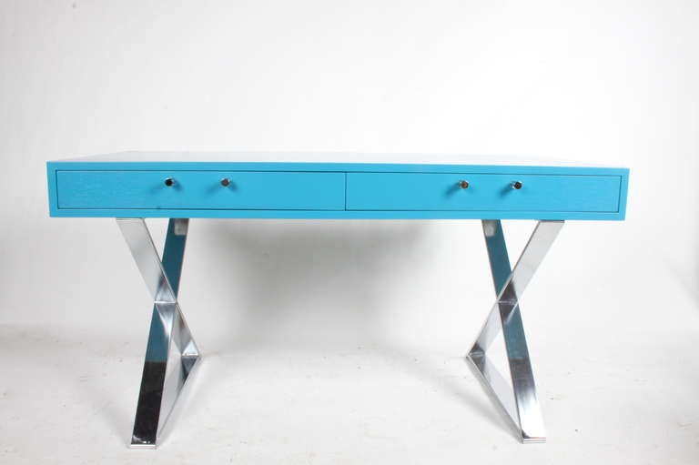 blue laquer desk