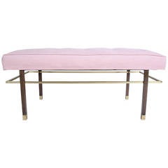 Harvey Probber Bench with Brass Floating Frame Below Seat