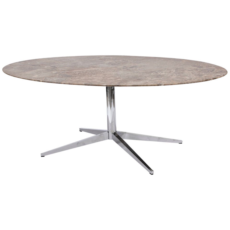 Florence Knoll Marble-Top Oval Dining Table