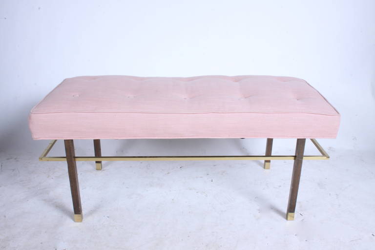 Mid-Century Modern Harvey Probber Bench with Brass Floating Frame Below Seat