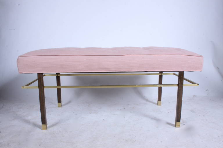 Harvey Probber Bench with Brass Floating Frame Below Seat 1