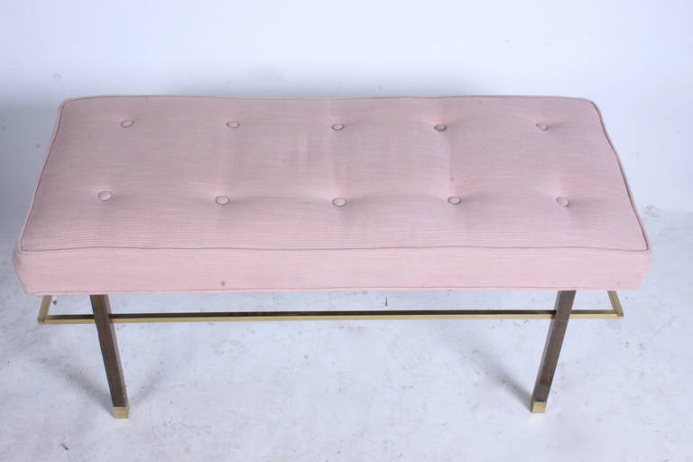 American Harvey Probber Bench with Brass Floating Frame Below Seat