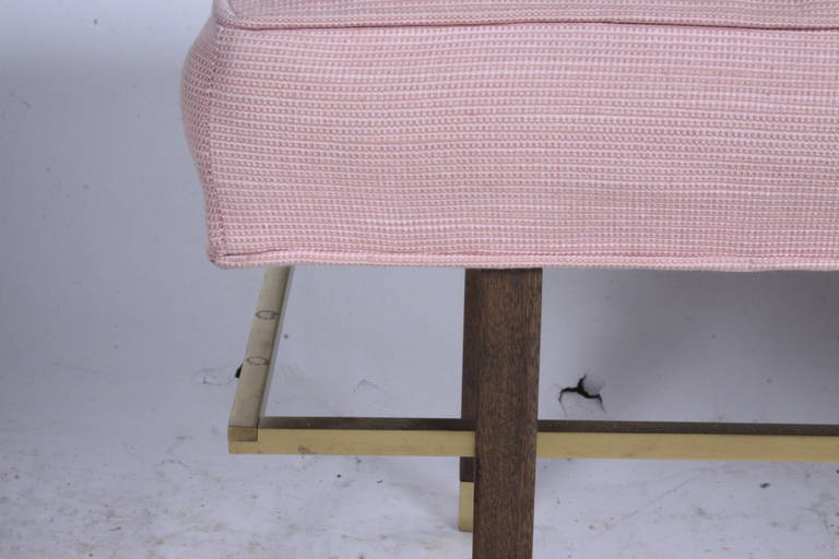 Harvey Probber Bench with Brass Floating Frame Below Seat In Good Condition In St. Louis, MO