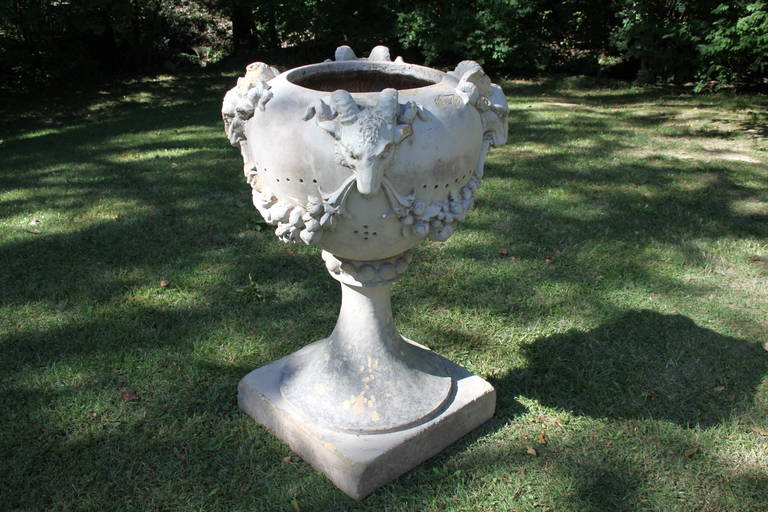 Terracotta 1920s Large-Scale Terra Cotta Garden Planter with Rams' Heads