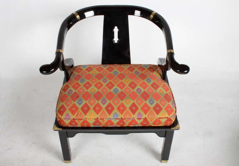 Late 20th Century Pair of Century Furniture Chinese Modern Armchairs