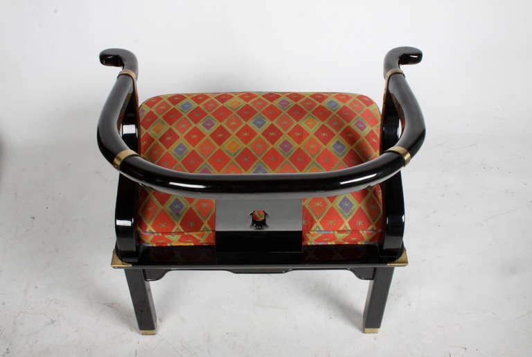 Lacquer Pair of Century Furniture Chinese Modern Armchairs