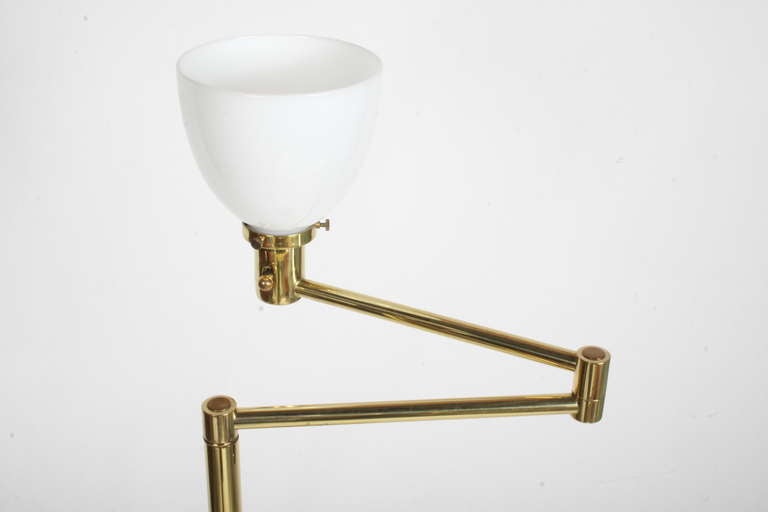 Pairs or Singles of Nessen Floor Lamps in Either Nickel, Chrome or Brass In Excellent Condition In St. Louis, MO