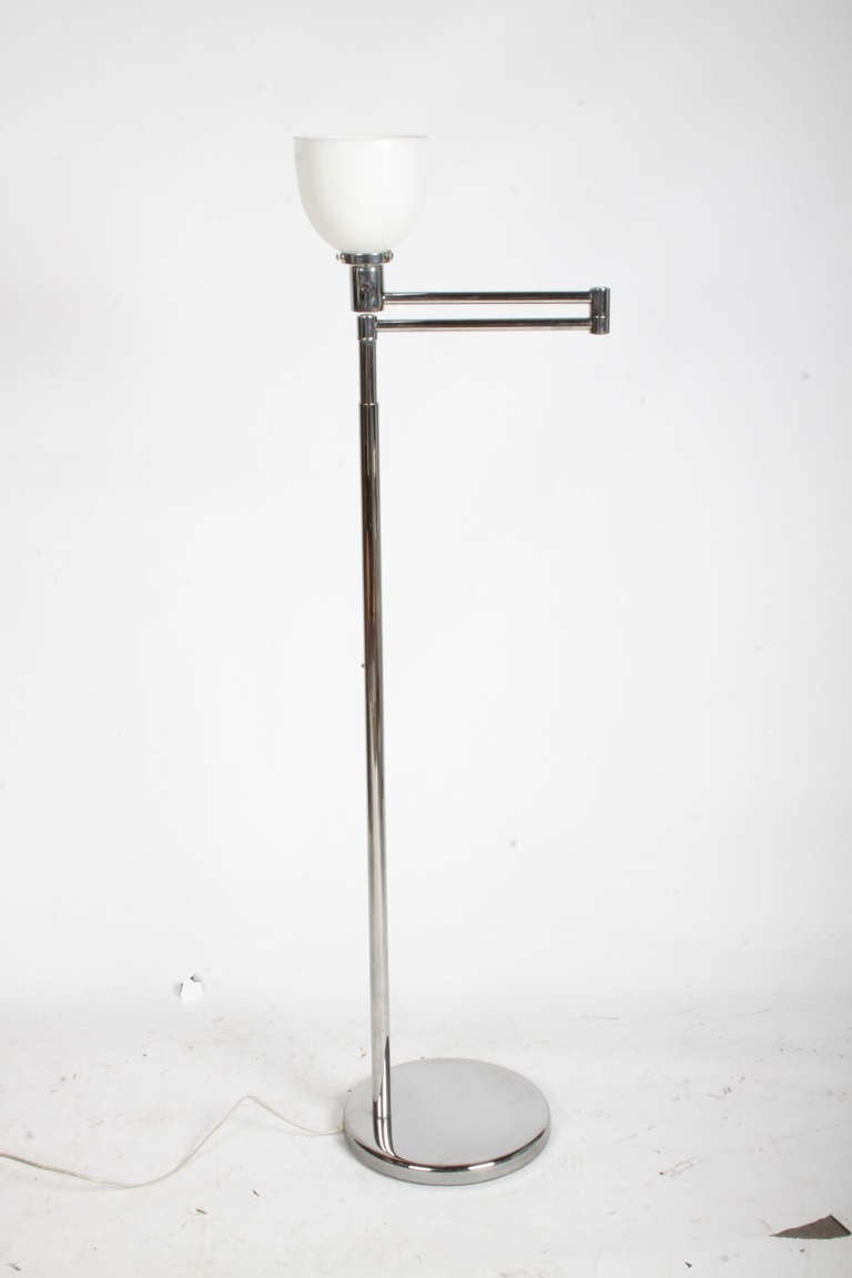 Mid-20th Century Pairs or Singles of Nessen Floor Lamps in Either Nickel, Chrome or Brass