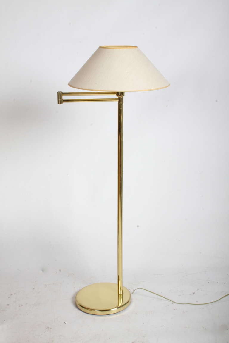 Pairs or Singles of Nessen Floor Lamps in Either Nickel, Chrome or Brass 1