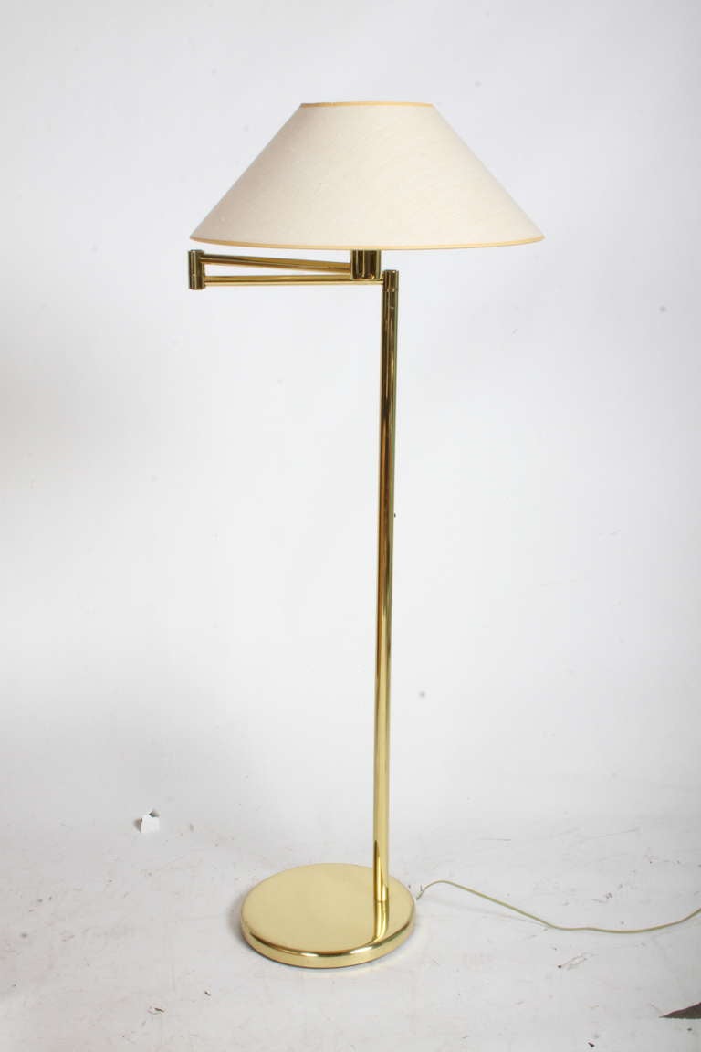 Pairs or Singles of Nessen Floor Lamps in Either Nickel, Chrome or Brass 3