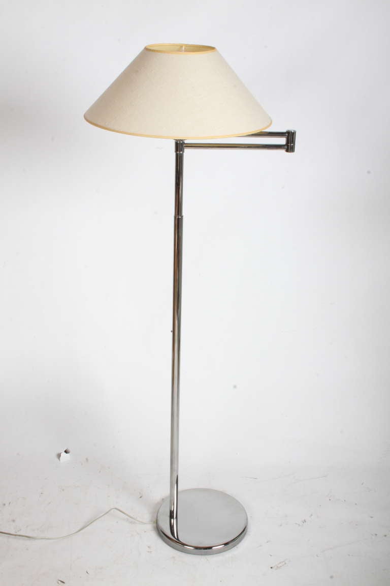 Pairs or Singles of Nessen Floor Lamps in Either Nickel, Chrome or Brass 4