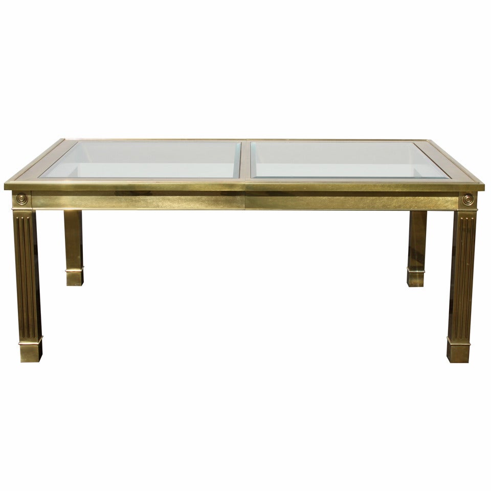 Mastercraft Brass Dining Table with Glass Inserts
