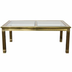 Retro Mastercraft Brass Dining Table with Glass Inserts