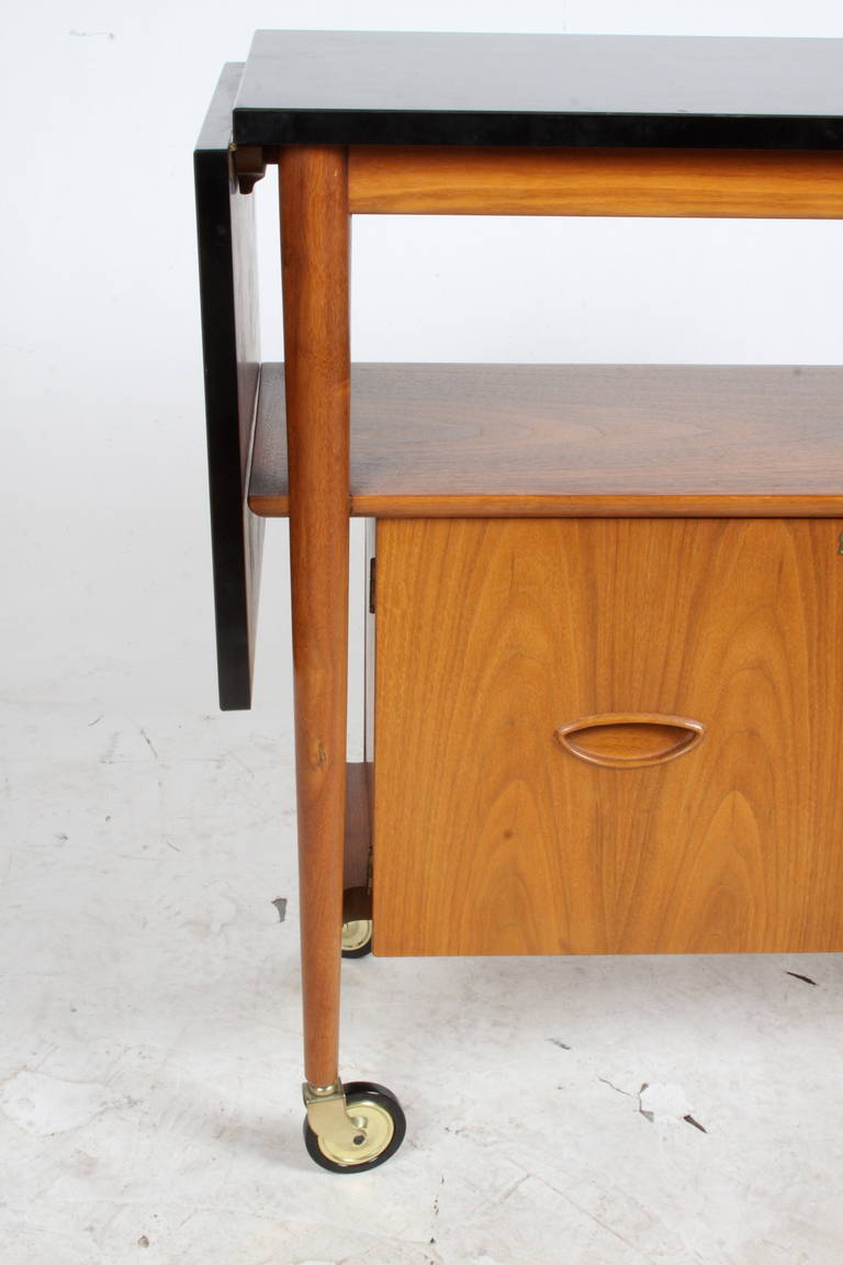 Mid-Century Drop Leaf Bar Cart by Drexel Heritage 2