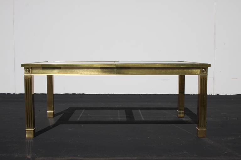 glass and brass dining table