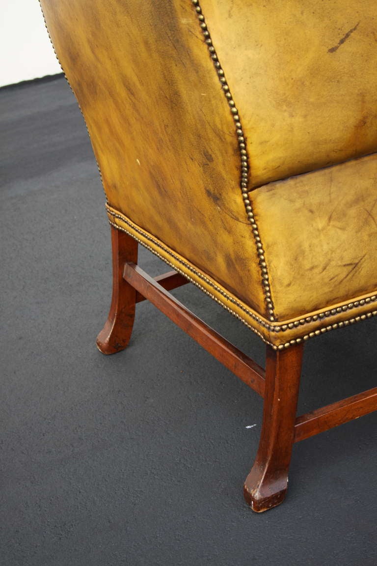 Grand Scale English Tufted Leather Wingback Chair 4