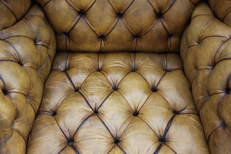 Grand Scale English Tufted Leather Wingback Chair 5