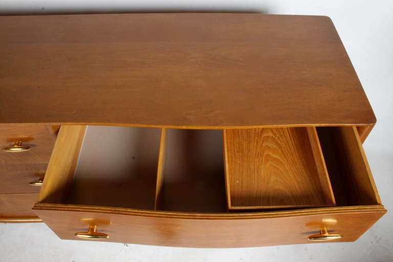Mid-Century Modern T. H. Robsjohn-Gibbings for Widdicomb dresser with Gold porcelain Hardware