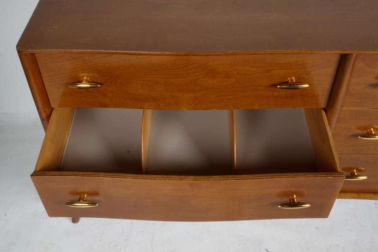American T. H. Robsjohn-Gibbings for Widdicomb dresser with Gold porcelain Hardware