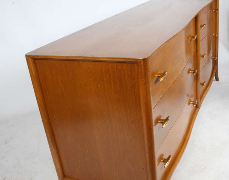 Mid-20th Century T. H. Robsjohn-Gibbings for Widdicomb dresser with Gold porcelain Hardware