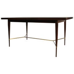 Paul McCobb dining table with brass X cross support