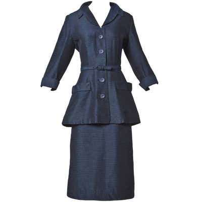 1940s Vintage Couture Silk and Wool Pin Striped Jacket + Skirt Suit ...