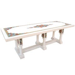 Mauresque Style White Marble Table, circa 1950
