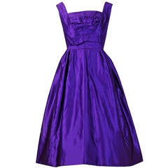 1950's Pierre Balmain Haute-Couture Purple Satin Party Dress & Sable-Fur Coat