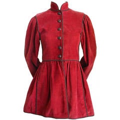 1976 YVES SAINT LAURENT Russian collection corduroy coat with wood buttons 1