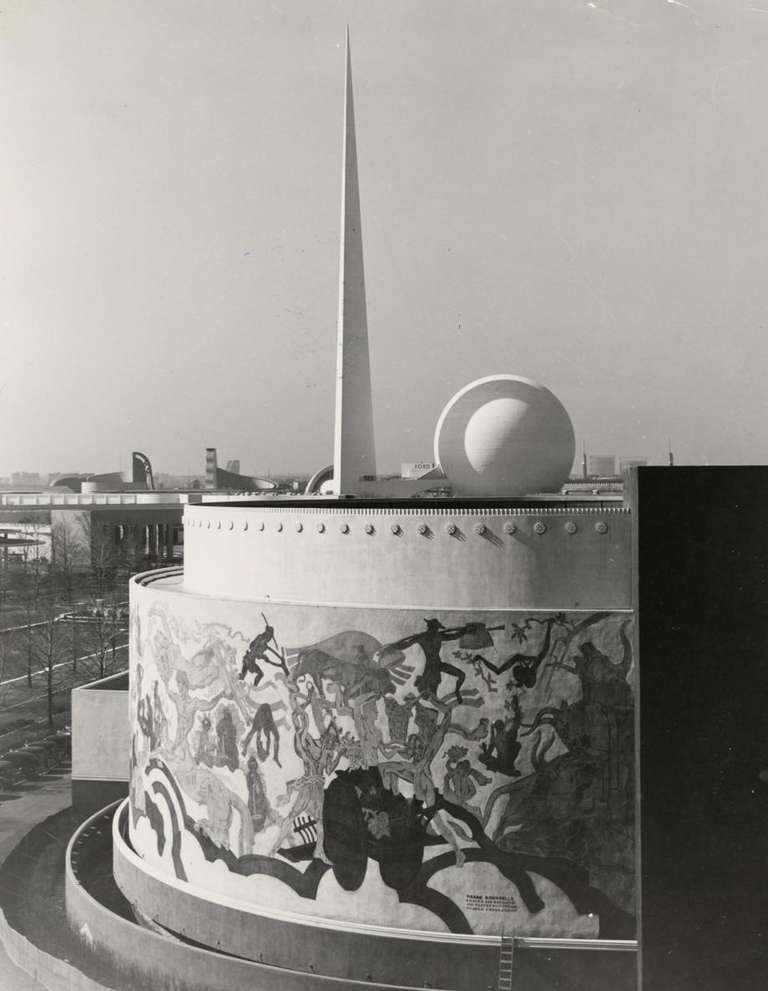Important Art Deco Mural by Pierre Van Parys Bourdelle Imagination Arienne 1939 3