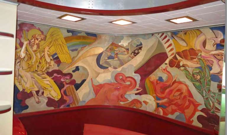 Important Art Deco Mural by Pierre Van Parys Bourdelle Imagination Arienne 1939 1