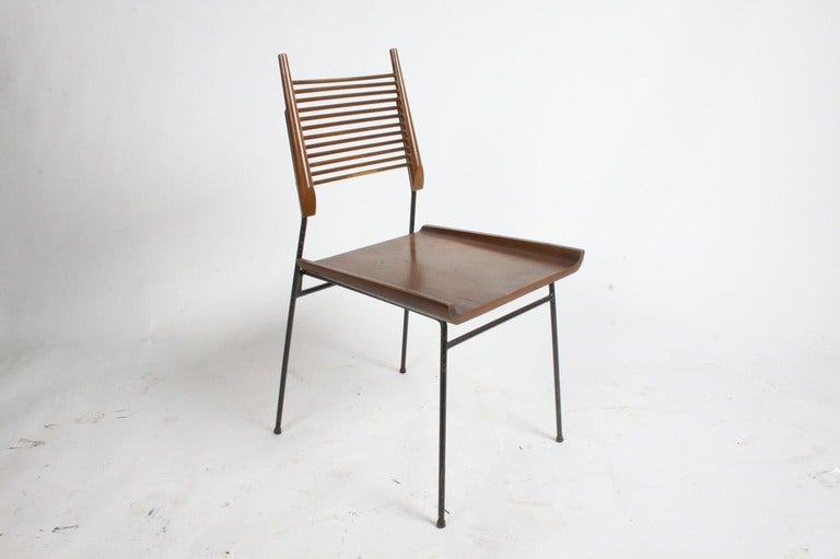 Paul McCobb side chair with iron legs and birch seat and back, from the Planner Group