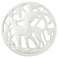 Art Deco Revival Plaster Medallion of Diana the Huntress