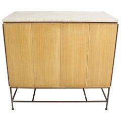 Paul McCobb Accordion Door Cabinet with Travertine Top