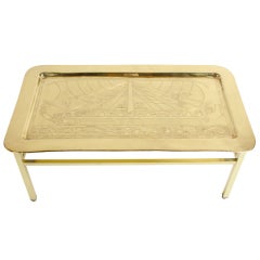 1960s Egyptian Revival Themed Brass Tray Cocktail Table