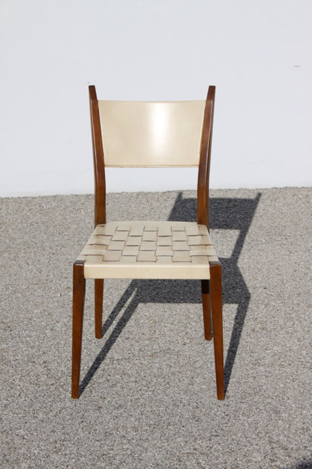 Set of 6 Paul McCobb dining chairs with woven leather seats