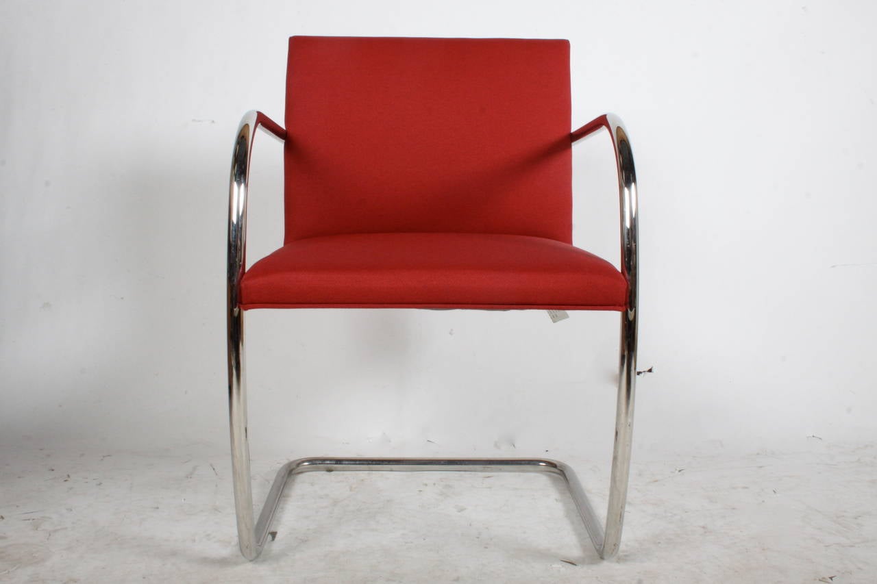 Mid-Century Modern Set of Four Knoll Tubular Brno Chairs by Mies Van Der Rohe