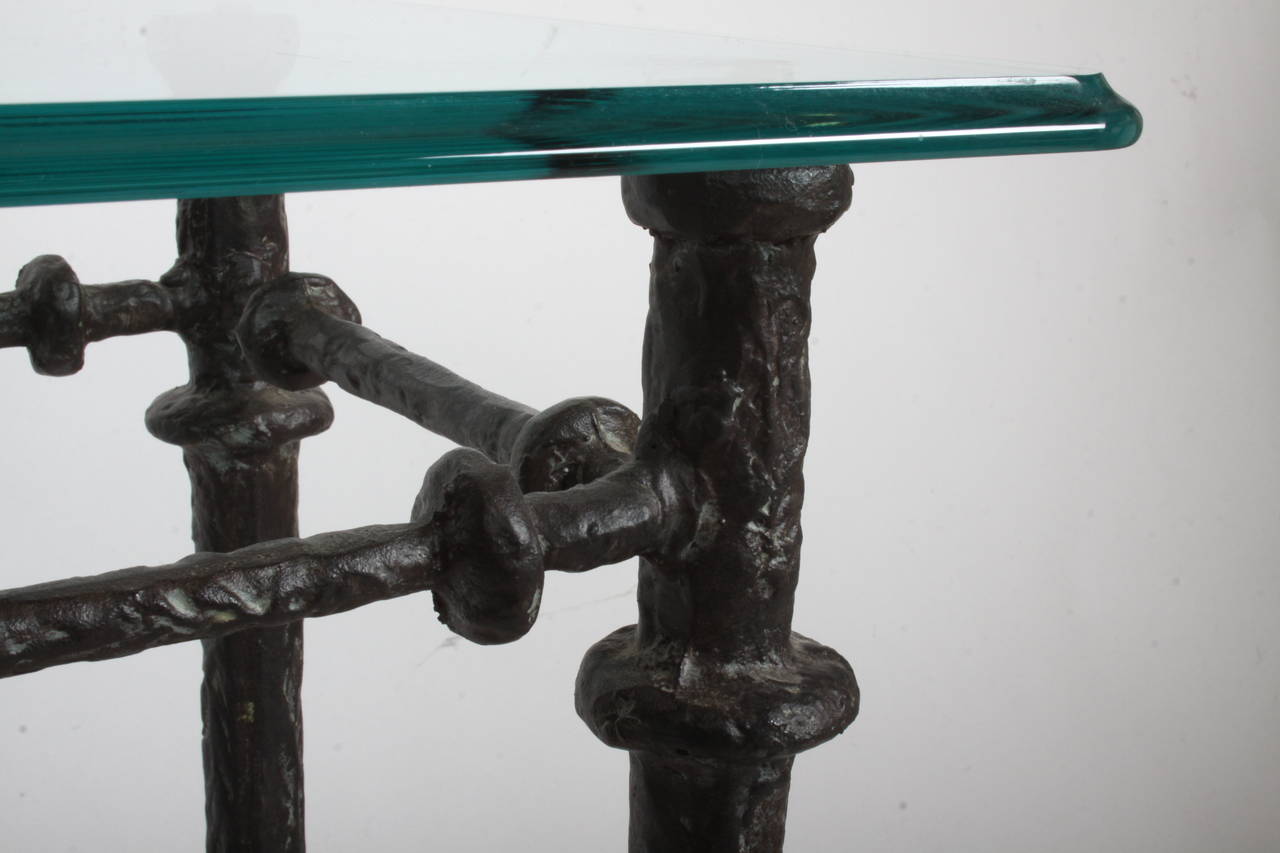 Giacometti style console table with glass top 1