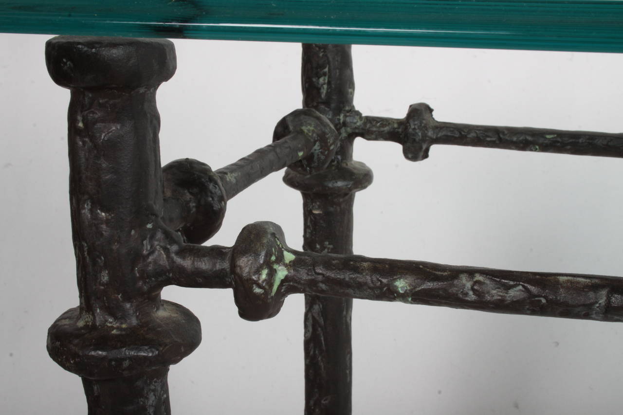 Giacometti style console table with glass top 2