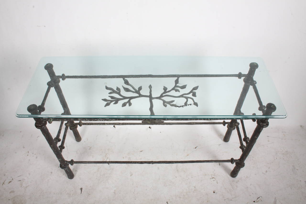 Giacometti style console table with glass top 5