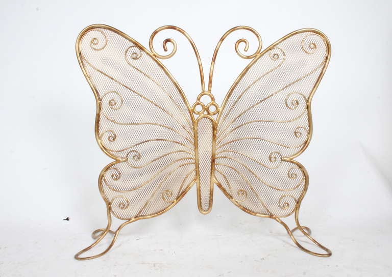 1970's Butterfly Firescreen, possibly Italian, stylized sculptural form, Butterfly screen 35.5w x 11d x 31.5h