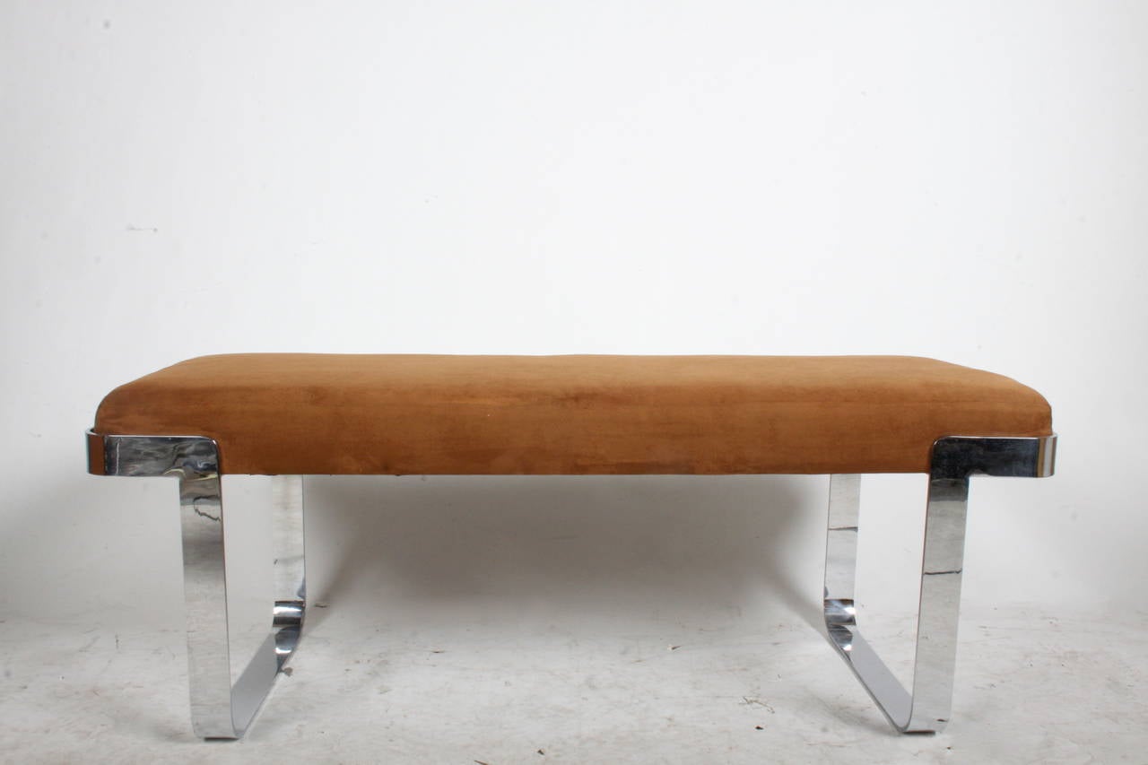 Milo Baughman Chrome Base Bench 3