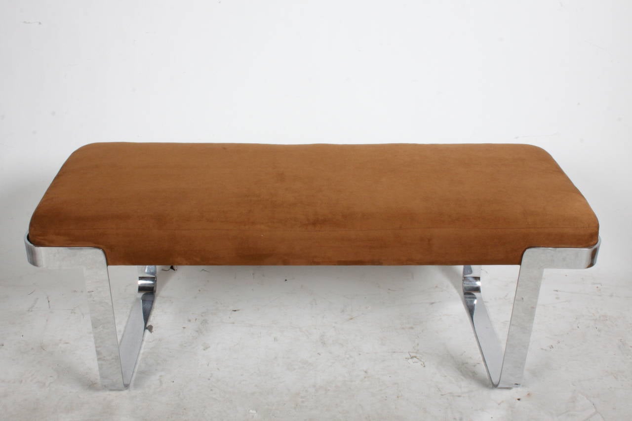 Mid-Century Modern Milo Baughman Chrome Base Bench