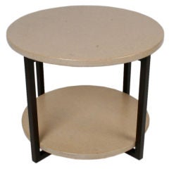 Paul Frankl Cork Shelf Round Table with Mahogany Legs