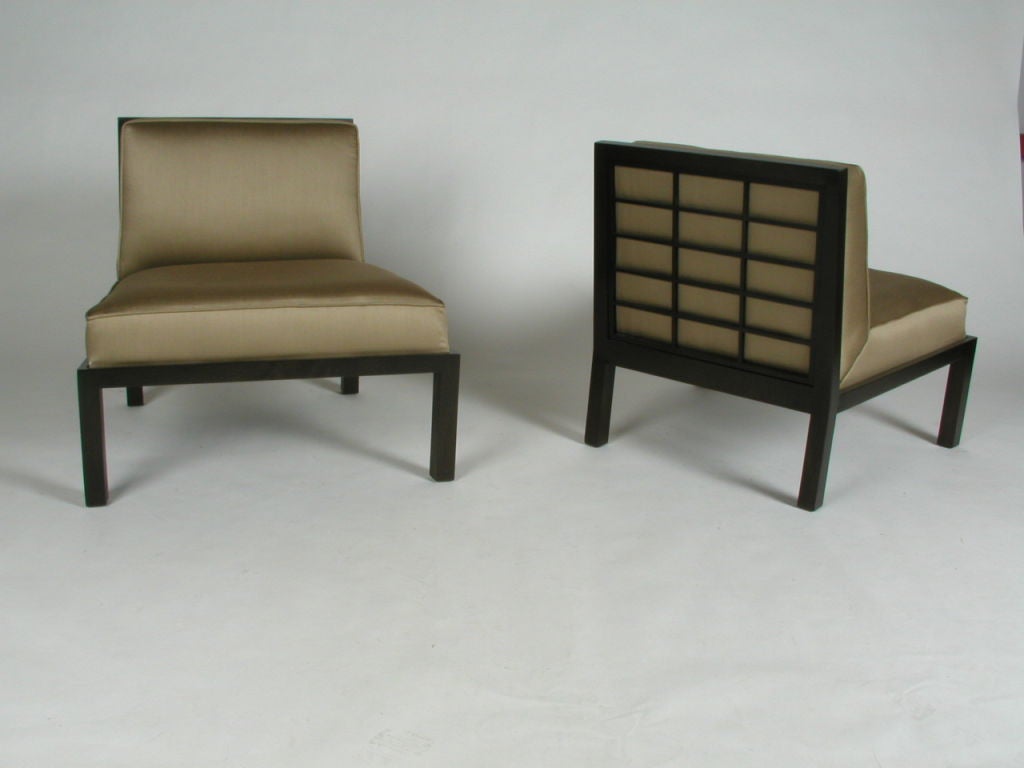 American Pair of Baker Far East Slipper Chairs Designed by Michael Taylor For Sale