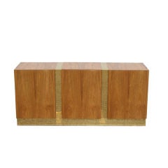 Milo Baughman Zebrano wood sideboard with brass details