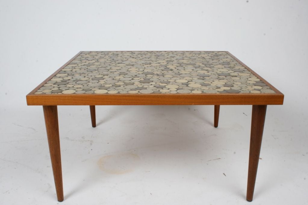 Gordon Martz for Marshall Studios square occasional or coffee table, walnut frame and legs with tile top.